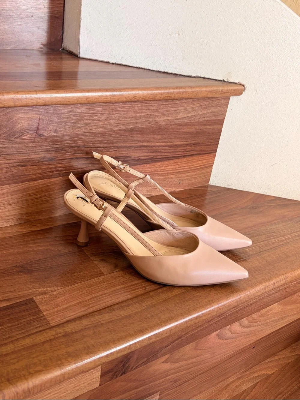 Nine West Blush Nude Slingback Pointed-Toe Heels